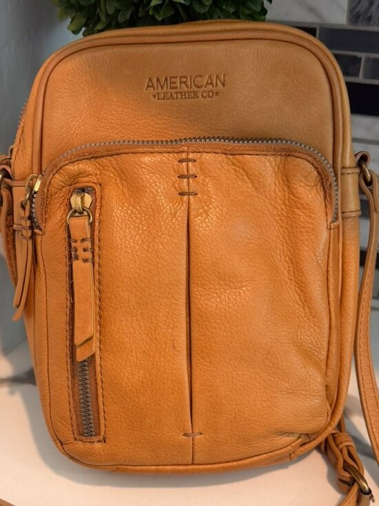 American Leather Co. Handbags - American Leather Co. Genuine Leather Crossbody Bag | Tan Camel Leather
